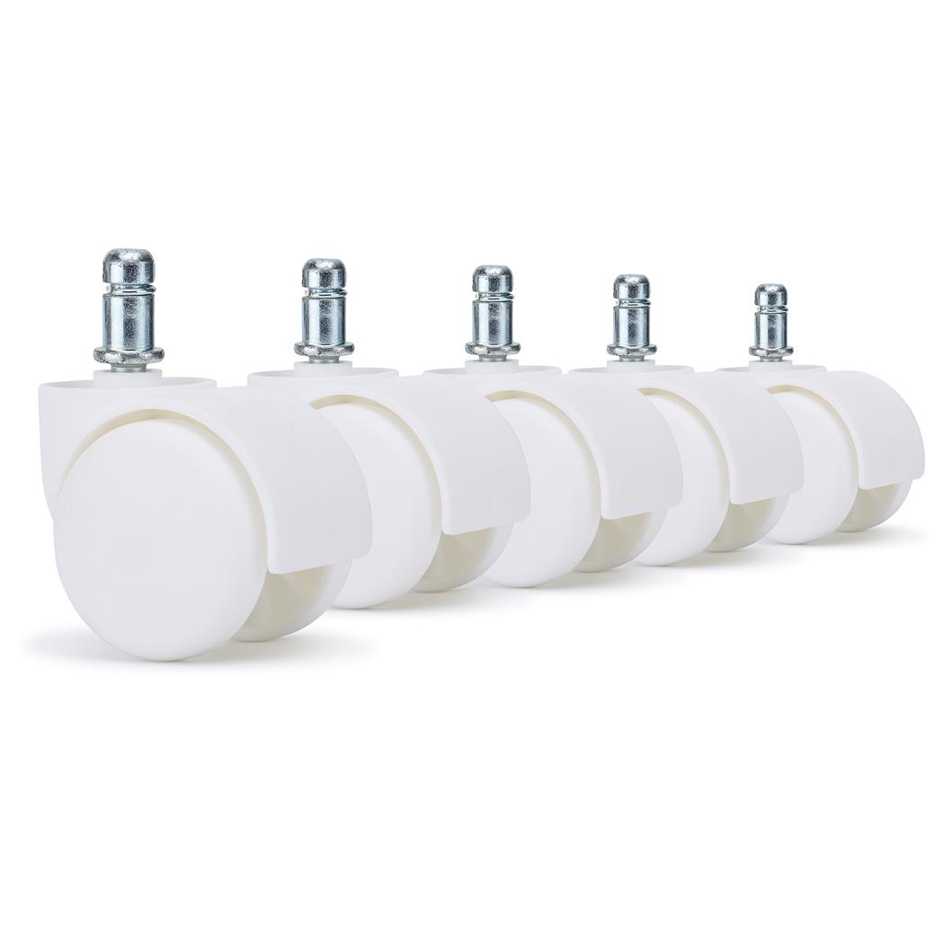 5x Ruote per Sedie da Ufficio JACK 11x50mm, Design Moderno, Bianco
