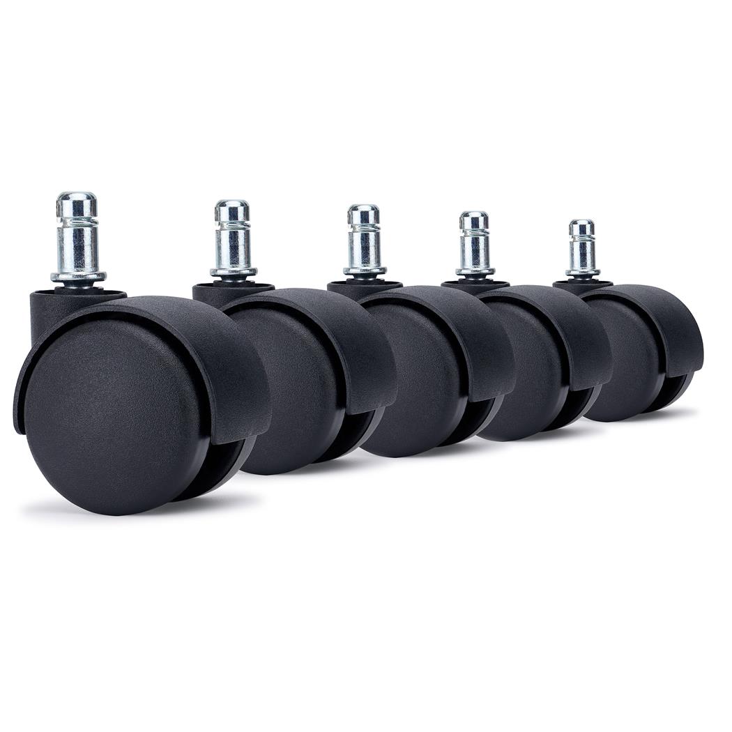 5x Ruote per Sedie da Ufficio SPIN 11x50mm, Minimalista e Funzionale, Nero