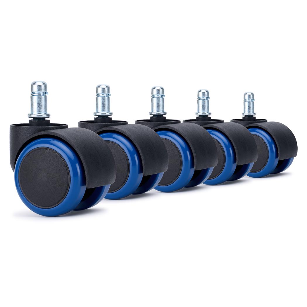 5x Ruote per Sedie da Ufficio VELO 11x50mm, Eleganza e Fluidità, Blu