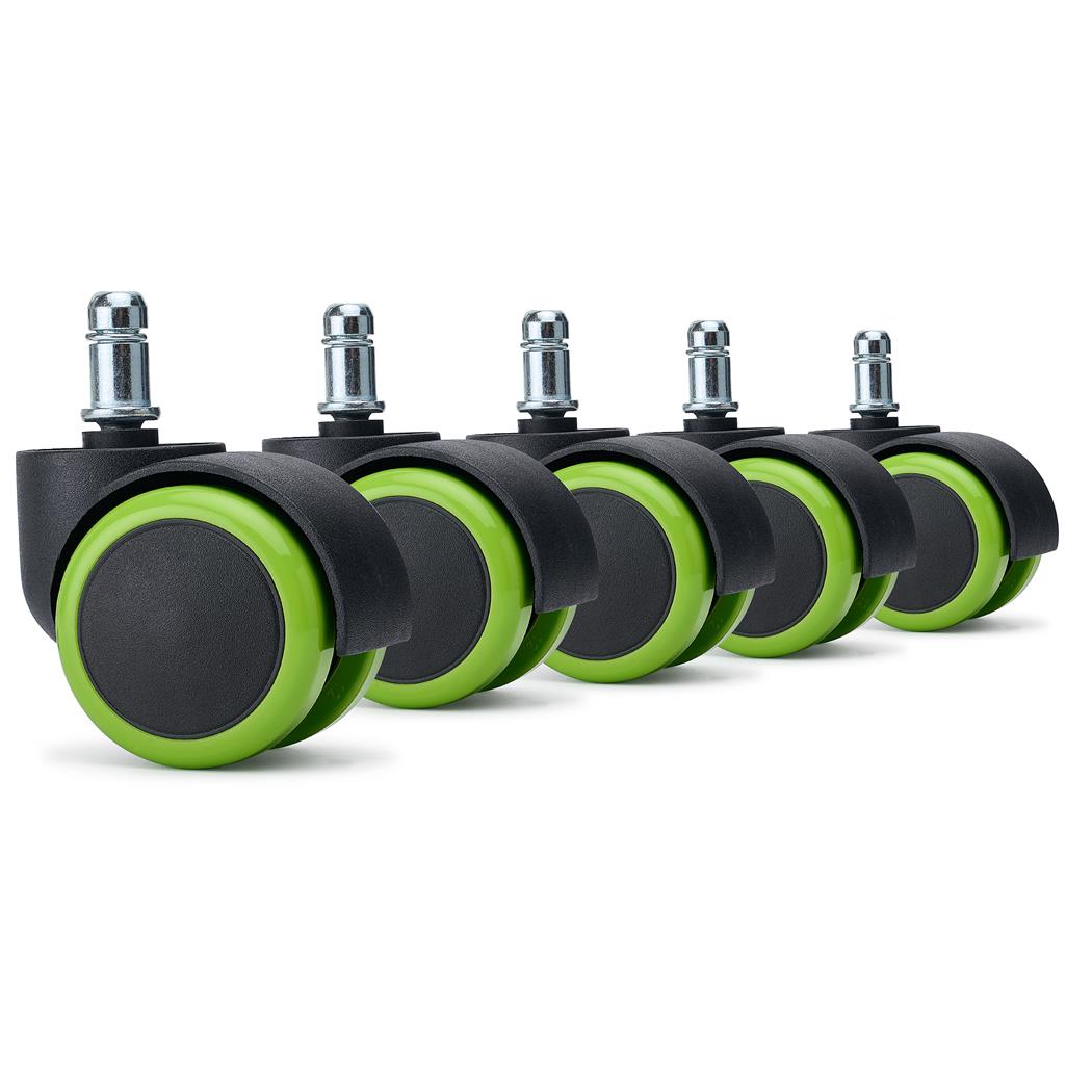 5x Ruote per Sedie da Ufficio VELO 11x50mm, Eleganza e Fluidità, Verde