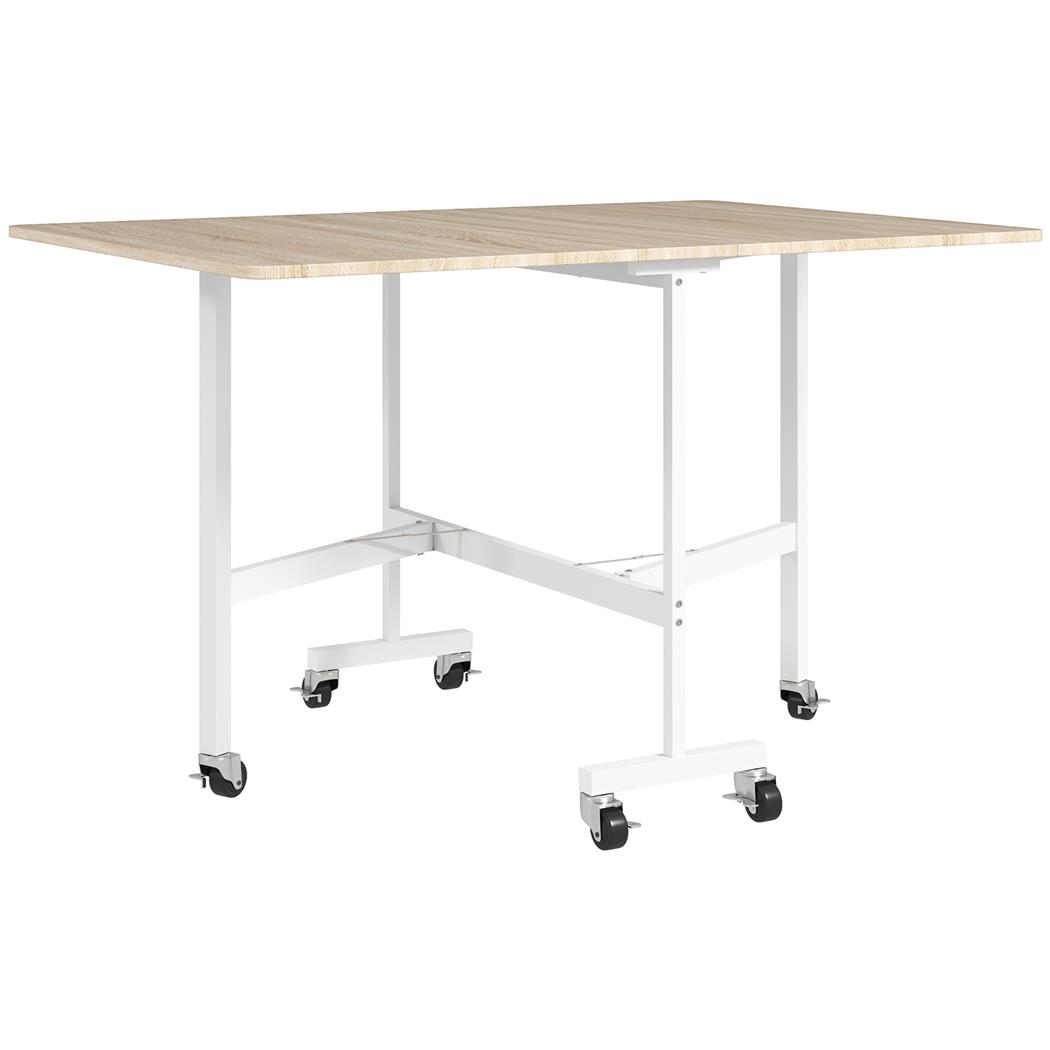 Tavolo per Sala Riunioni NICOSIA, Pieghevole, con Ruote, in Acciaio e Legno Rovere