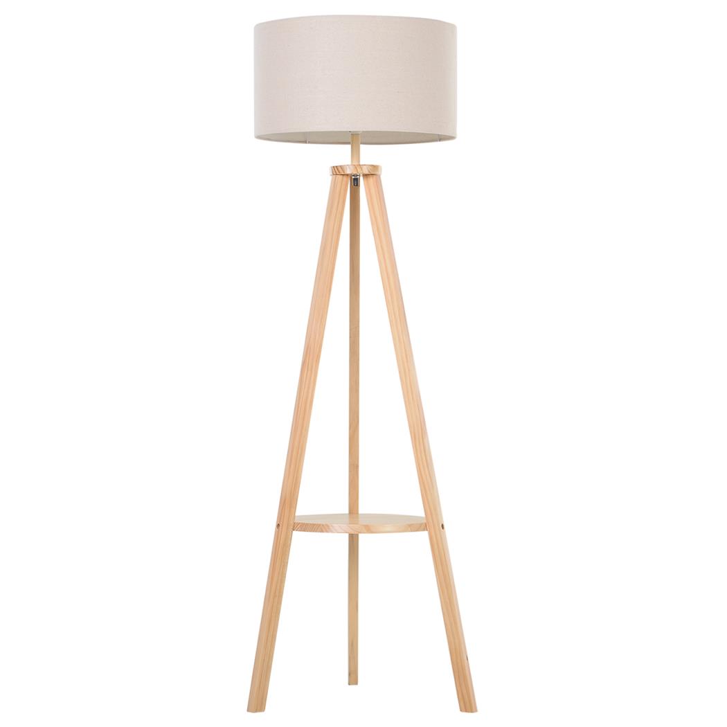 Lampada per Ufficio FOCUSA, Paralume in Lino, Struttura in Legno Massello, Beige