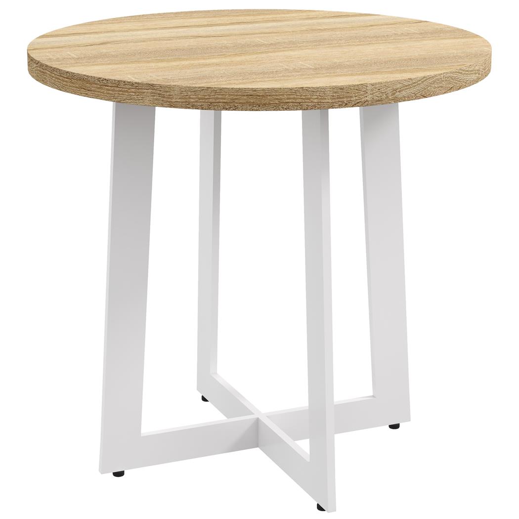 Tavolo per Sala Riunioni TACXA, Base Acciaio Bianco, Piano in Legno Rovere