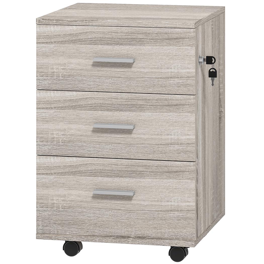 Cassettiera con Ruote ESLAN, 3 Cassetti, 40x40x61,5cm, Grigio