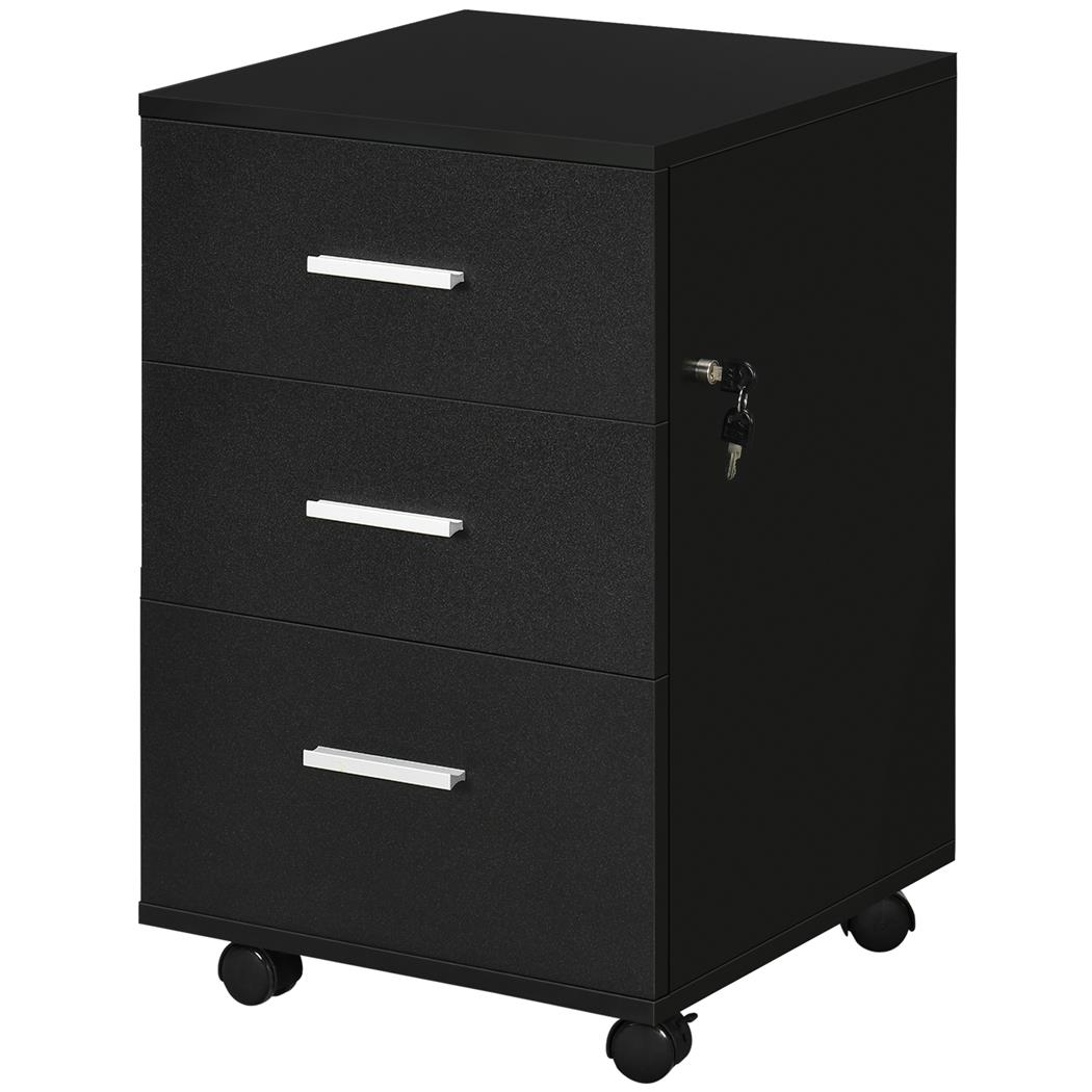 Cassettiera con Ruote ESLAN, 3 Cassetti, 40x40x61,5cm, Nero