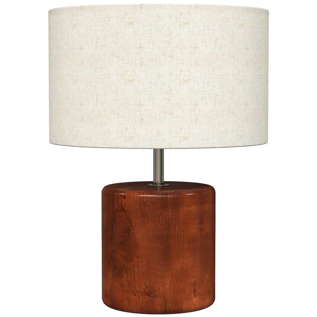 Lampada per Ufficio CLARI, Base in Legno Massello e Paralume in Lino Bianco