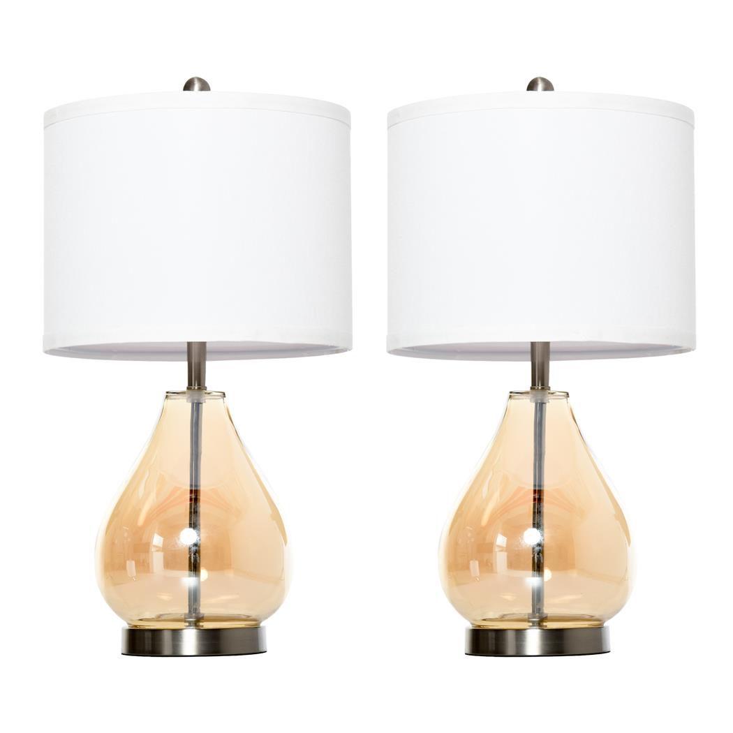 Set di 2 Lampade per Ufficio NIRA, Struttura in Vetro a Forma di Goccia, Bianco