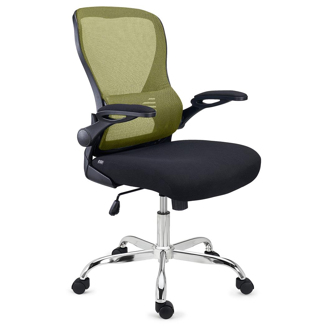 DEMO# Sedia Operativa CORFÙ, Ergonomica, Braccioli Abbattibili, Comoda e Versatile, in Verde