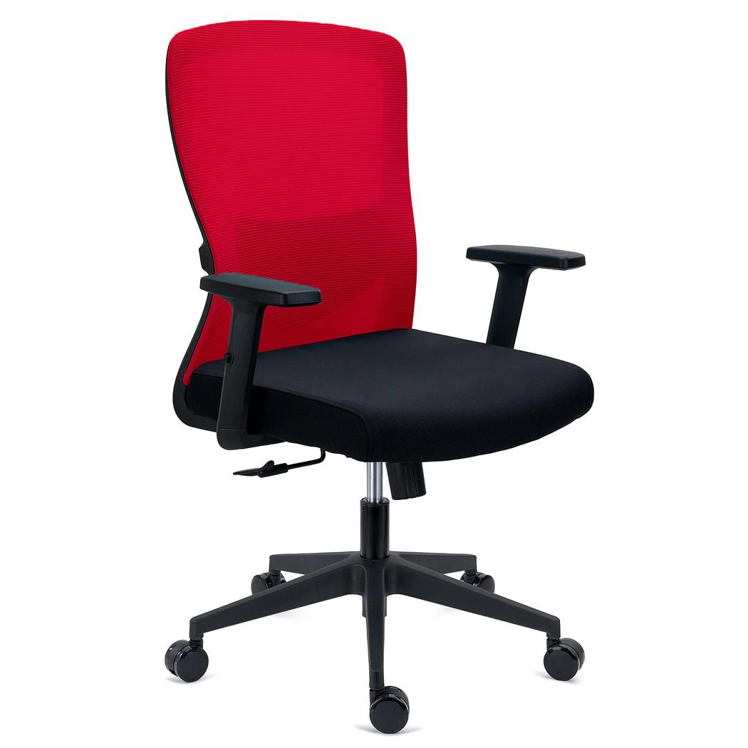 Sedia Operativa NOTE, Ergonomica, Supporto Lombare Regolabile, Rete e Tessuto, Rosso