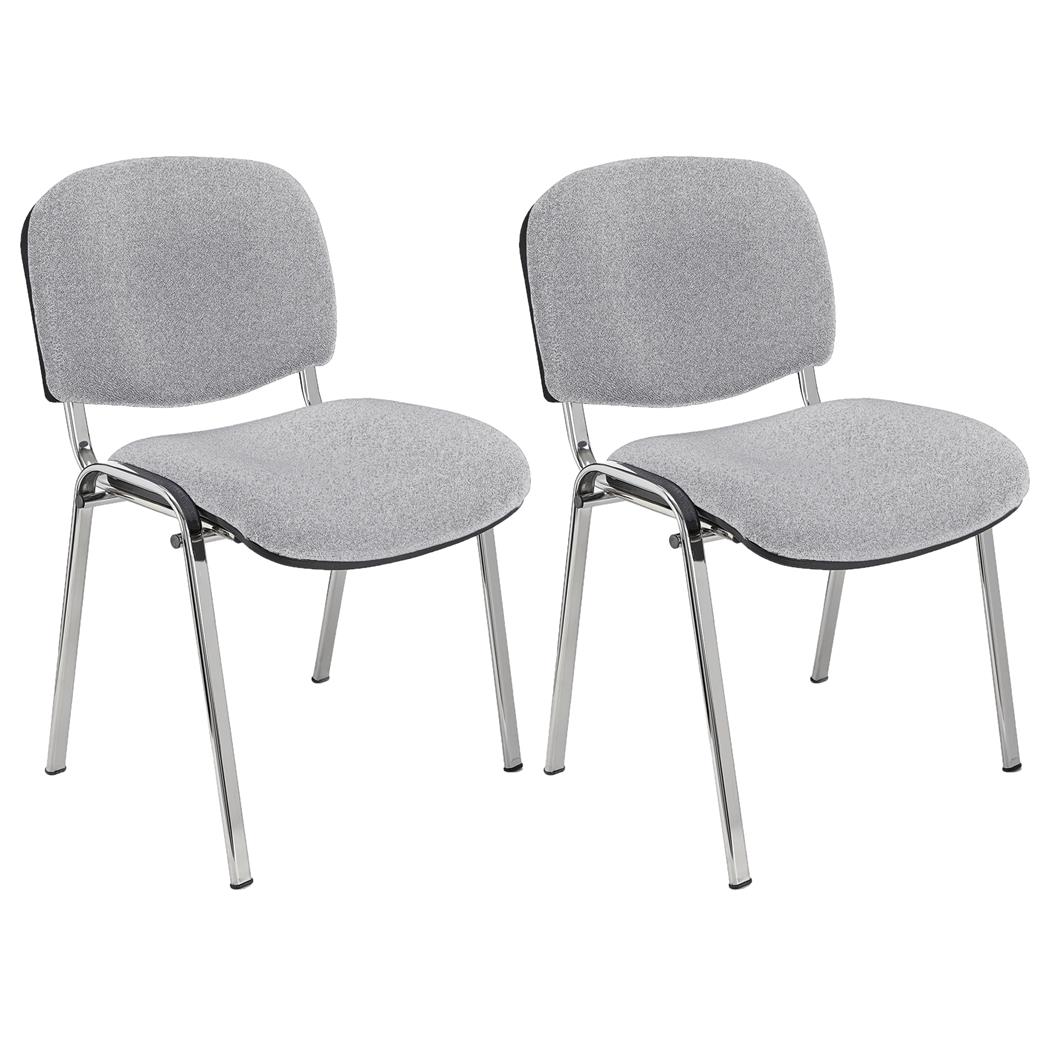 Lotto di 2 Sedie Conferenze MOBY BASE, Comode e Pratiche, Gambe Cromate, Tessuto Grigio