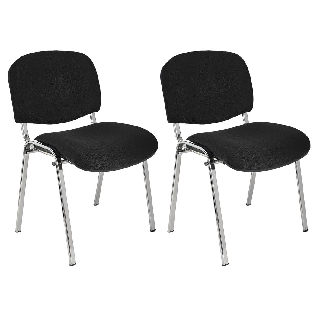 Lotto di 2 Sedie Conferenze MOBY BASE, Comode e Pratiche, Gambe Cromate, Tessuto Nero