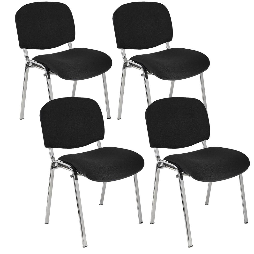 Lotto di 4 Sedie Conferenze MOBY BASE, Comode e Pratiche, Gambe Cromate, Tessuto Nero