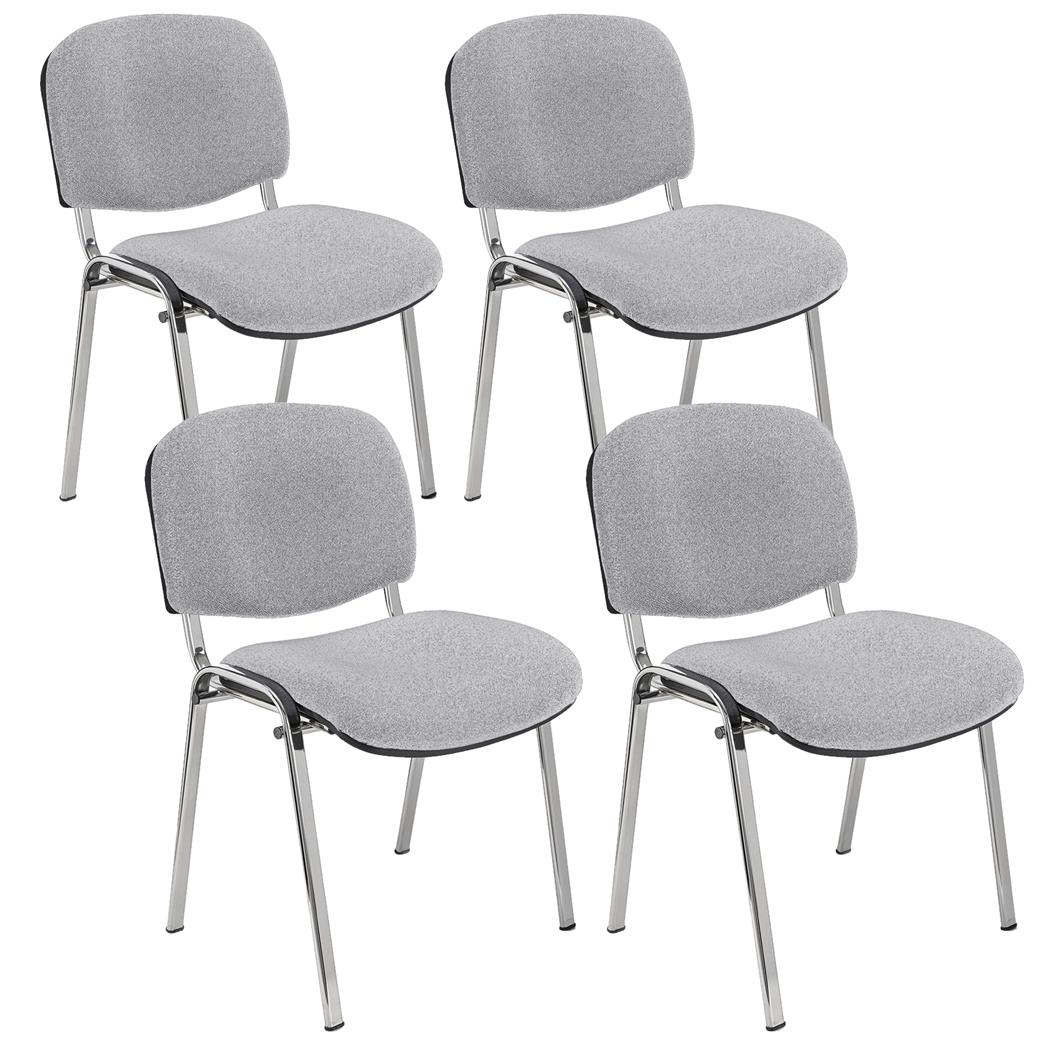Lotto di 4 Sedie Conferenze MOBY BASE, Comode e Pratiche, Gambe Cromate, Tessuto Grigio