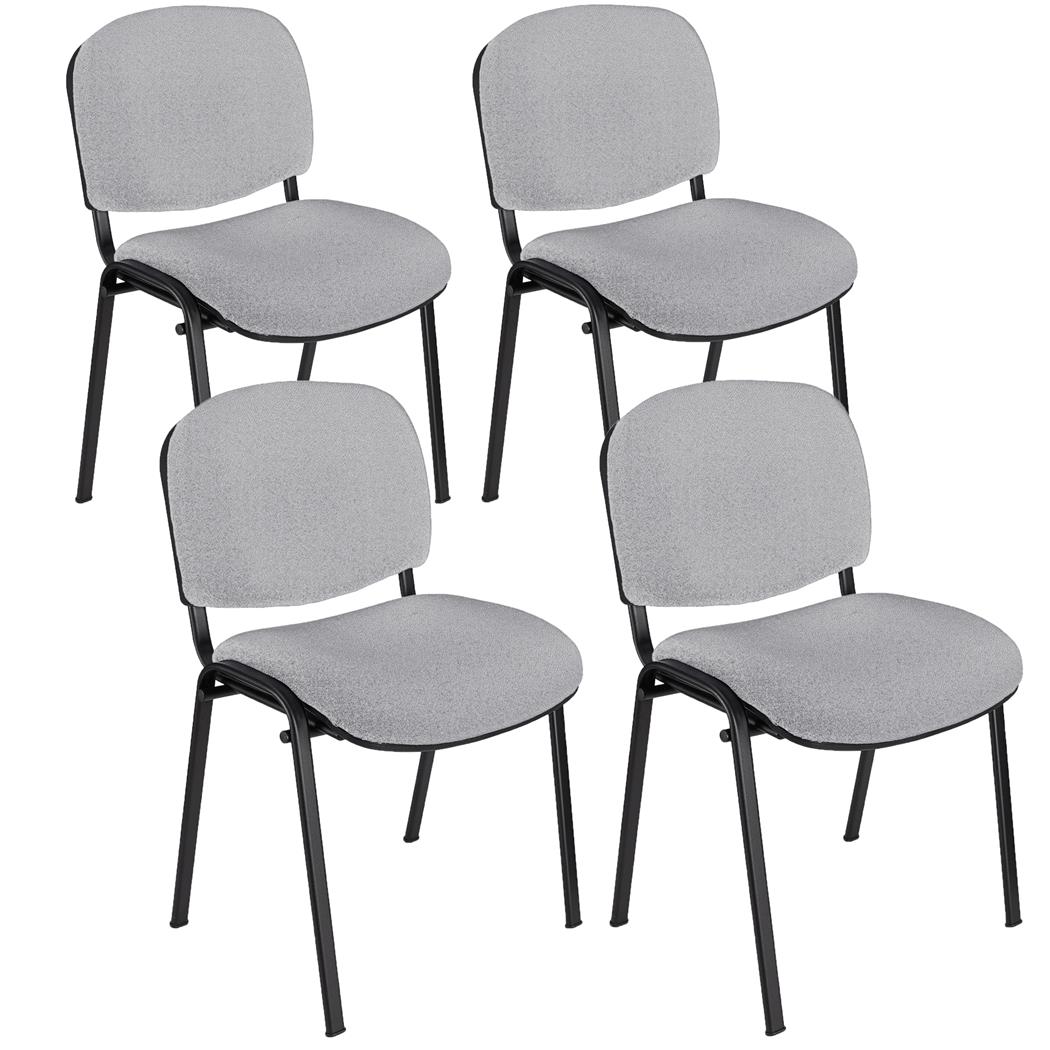 Lotto di 4 Sedie Conferenza MOBY BASE, Comoda e Pratica,Colore Grigio e Gambe Nere