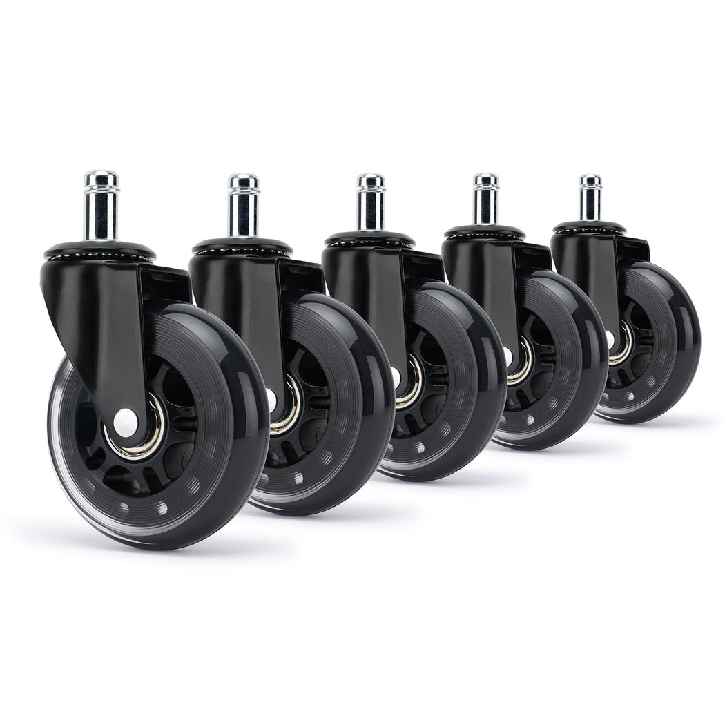 5x Ruote per Sedie da Ufficio H1, 11x50mm, Dettagli Trasparenti, Nero