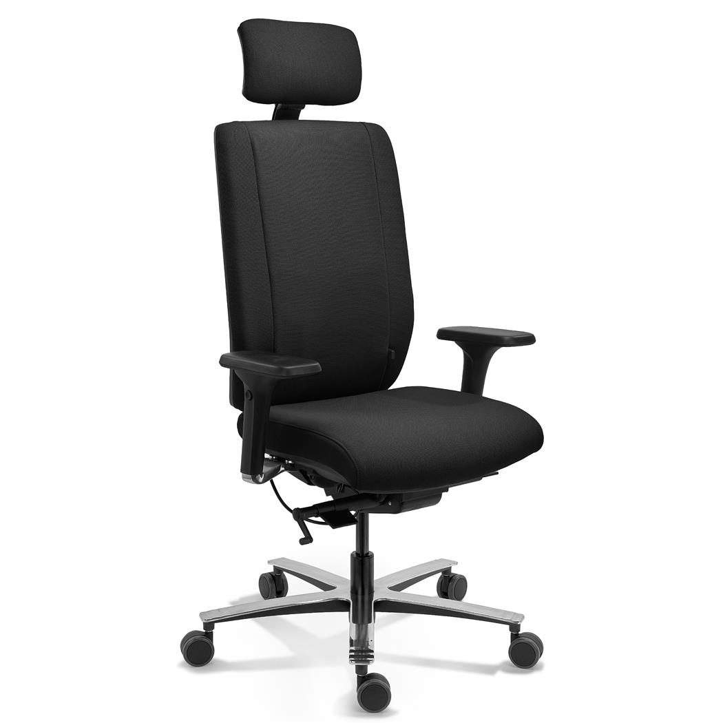 Sedia Ergonomica KRONOS, Alta Gamma, Certificata Uso 24h, in Tessuto Nero