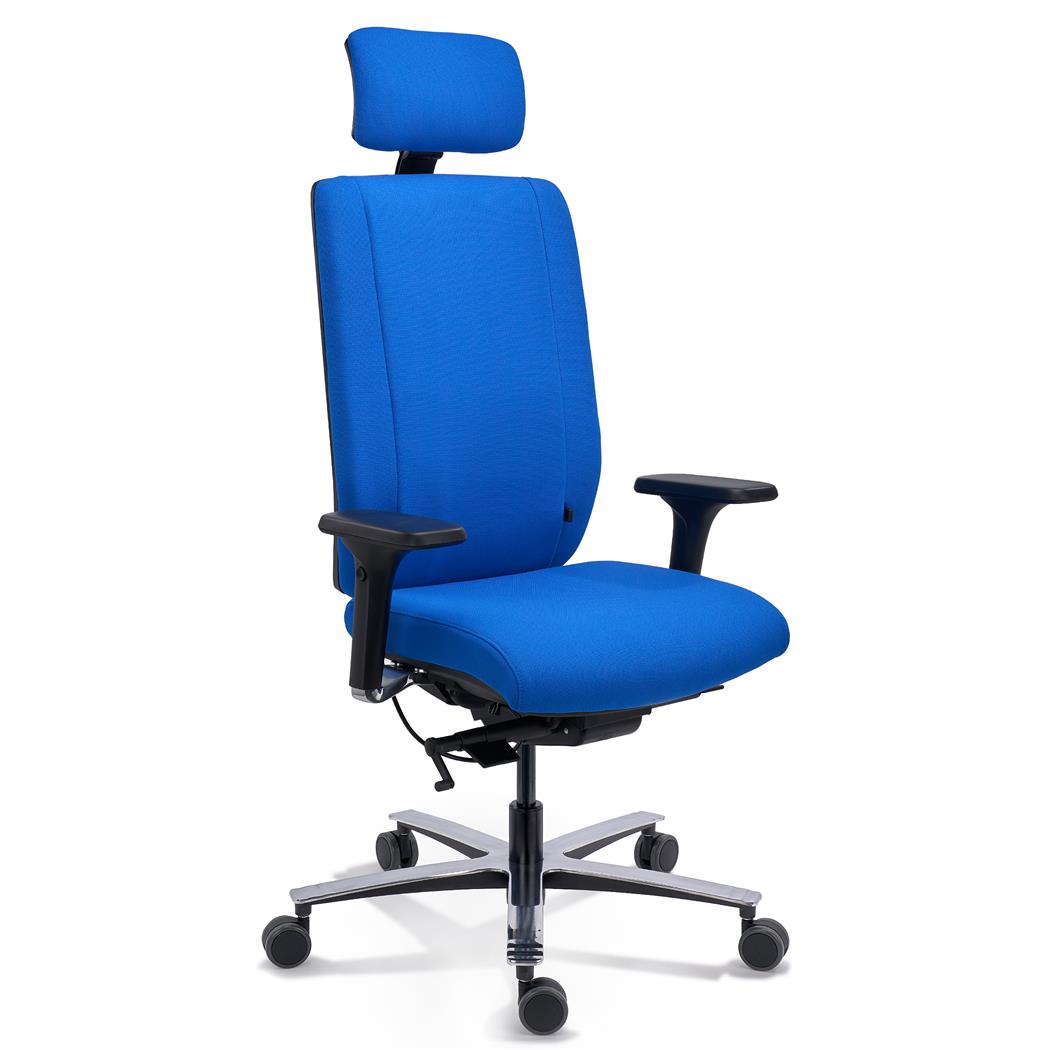Sedia Ergonomica KRONOS, Alta Gamma, Certificata Uso 24h, in Tessuto Blu