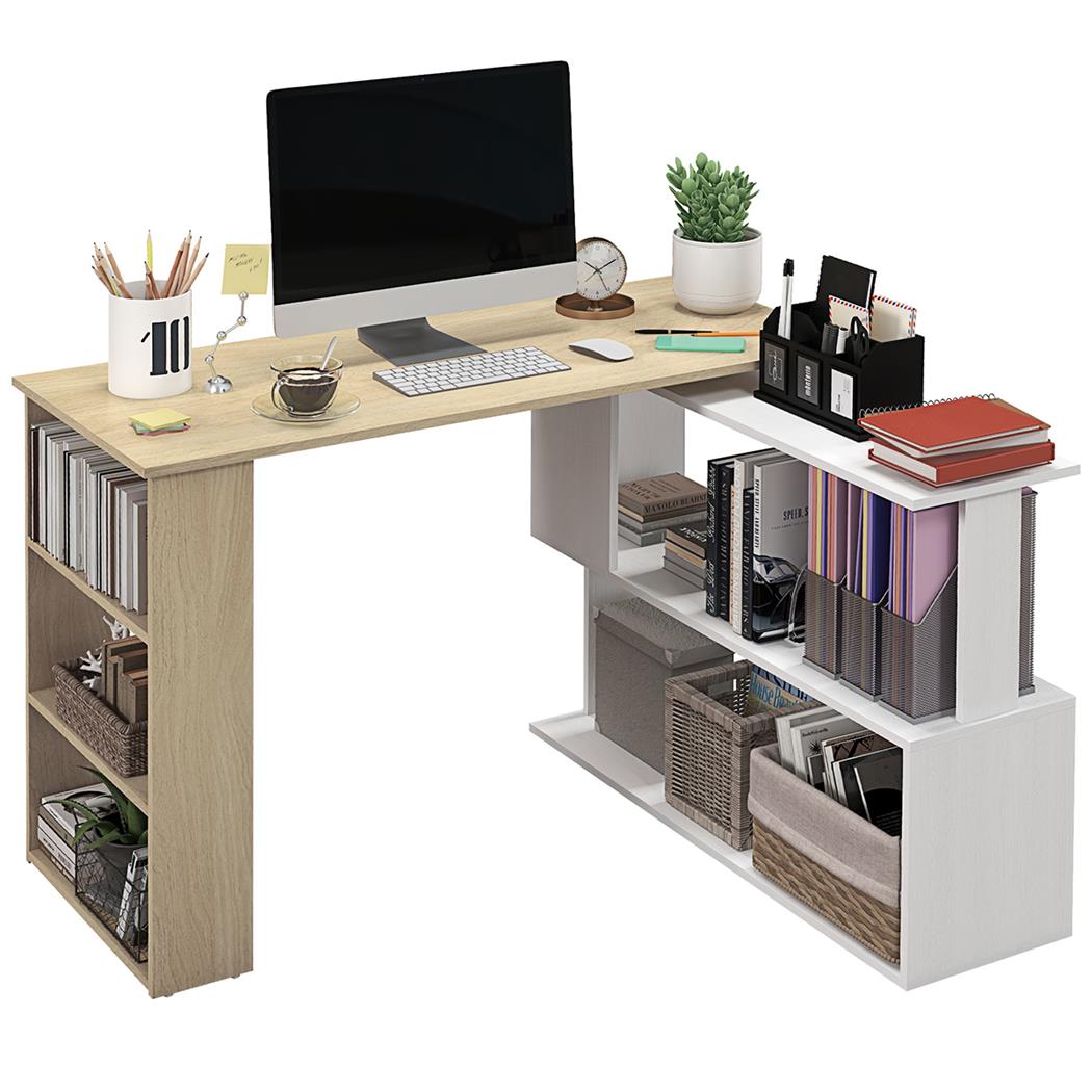 Scrivania di Design NOEMI, 3 combinazioni possibili, Legno Bianco e Rovere