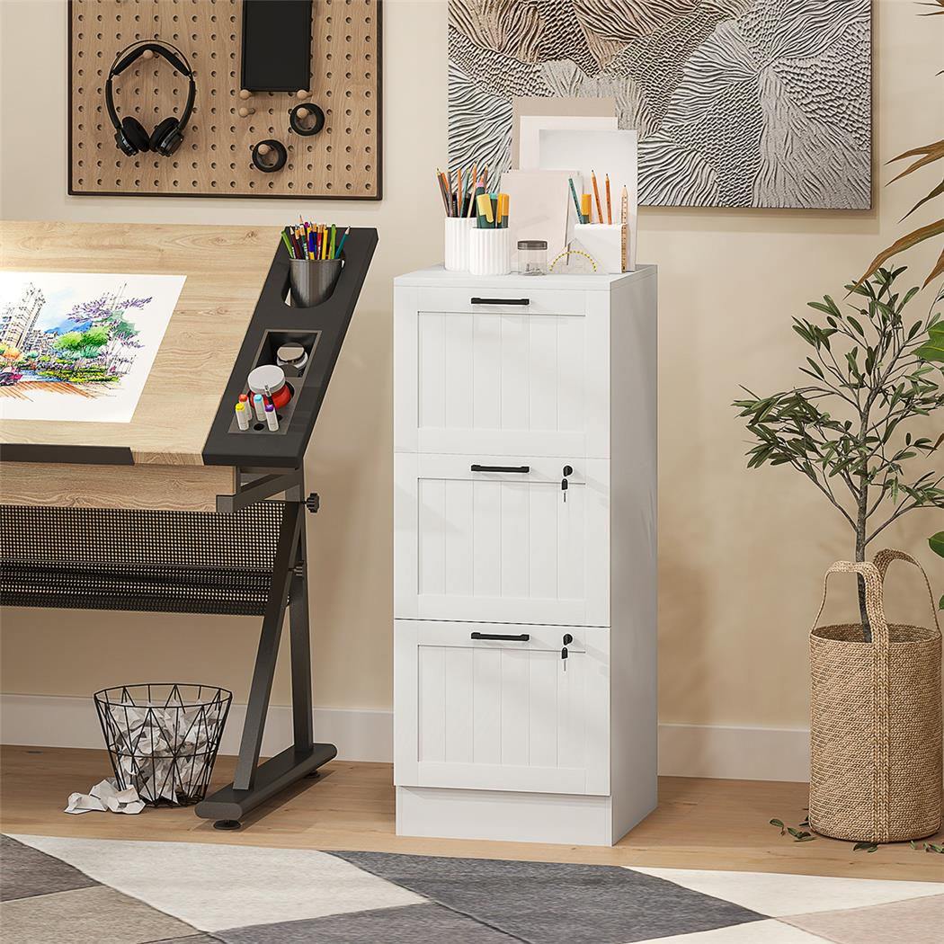 Cassettiera CAMY 3 CASSETTI, cm 40x40x101, in Legno, color Bianco