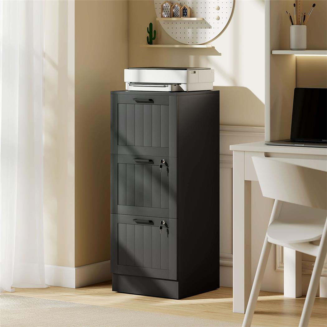 Cassettiera CAMY 3 CASSETTI, cm 40x40x101, in Legno, colore Nero