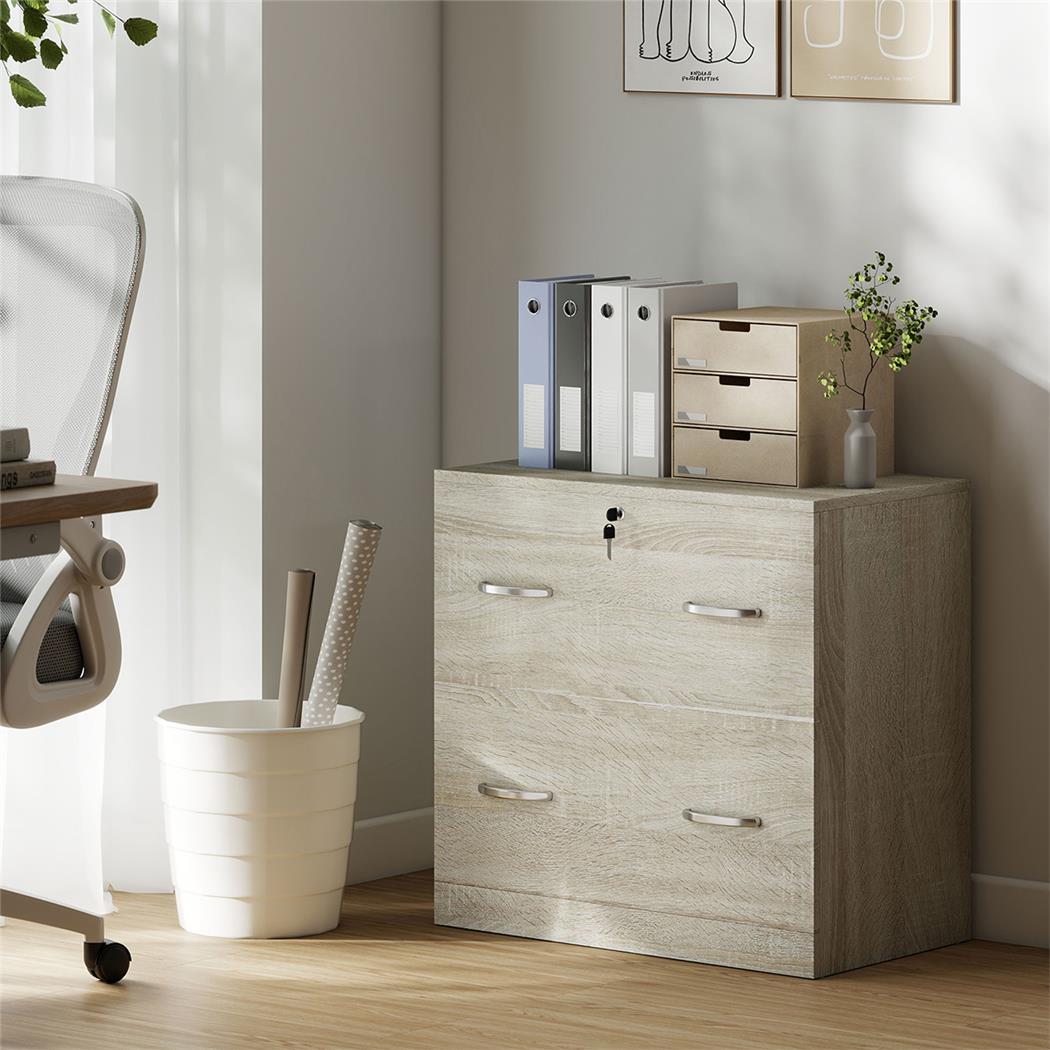 Cassettiera HERO, 2 Cassetti con Guide Metalliche, cm 77x42x72, in Legno, colore Rovere