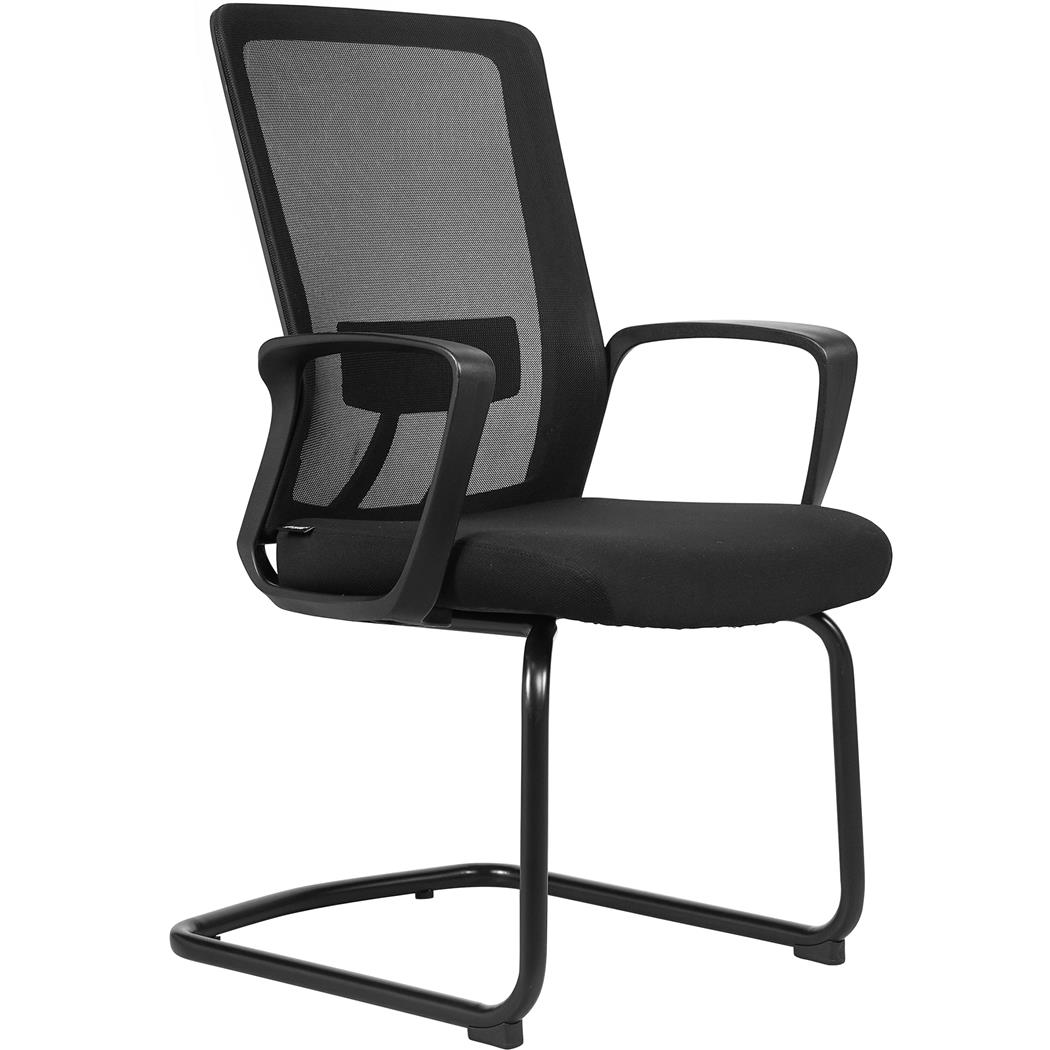 Sedia per sala d'Attesa ERGOCITY V, Con Supporto Lombare, Base in Metallo, Nero