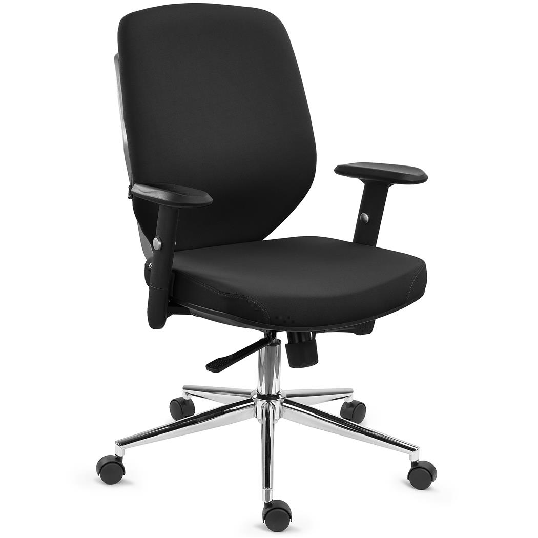 DEMO# Sedia Ergonomica TRAFIC, Supporto Lombare Regolabile, Comoda Imbottitura, Tessuto Nero