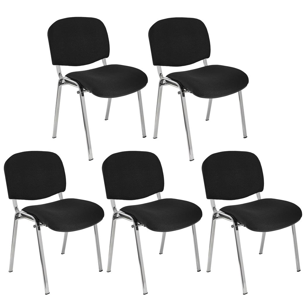 Lotto di 5 Sedie Conferenza MOBY BASE, Comoda e Pratica, Prezzo Incredibile, Colore Nero e Gambe Cromate
