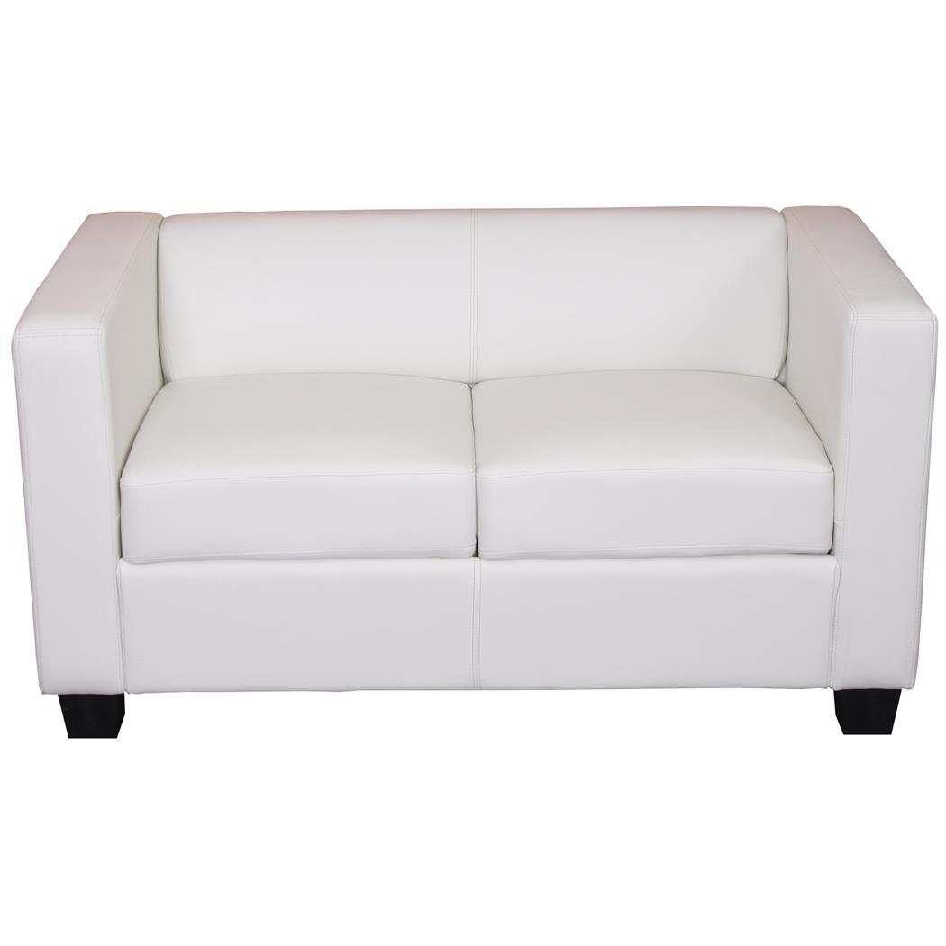 Divano a 2 posti BASILIO, Design Elegante, Grande Comfort, in Pelle colore Bianco