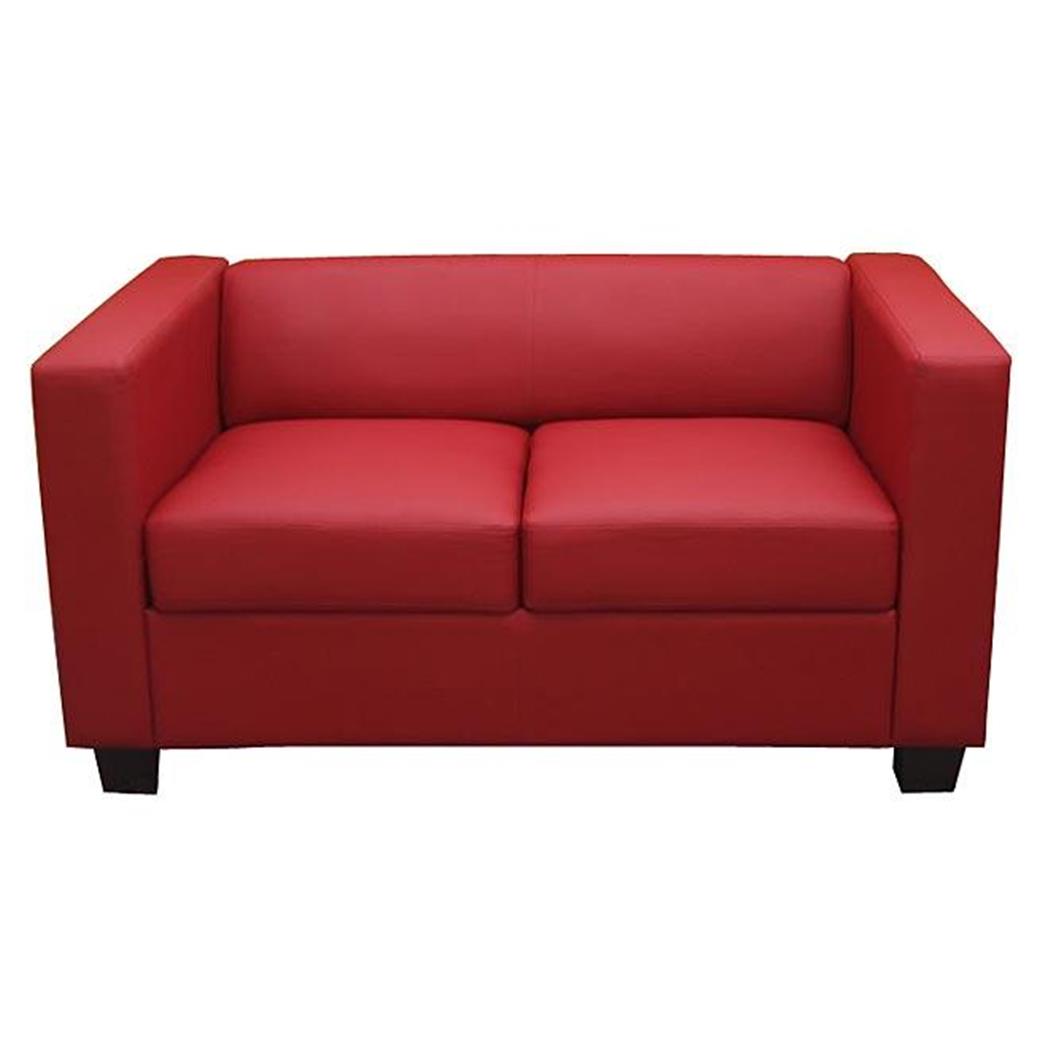 Divano a 2 posti BASILIO, Design Elegante, Grande Comfort, in Pelle colore Rosso