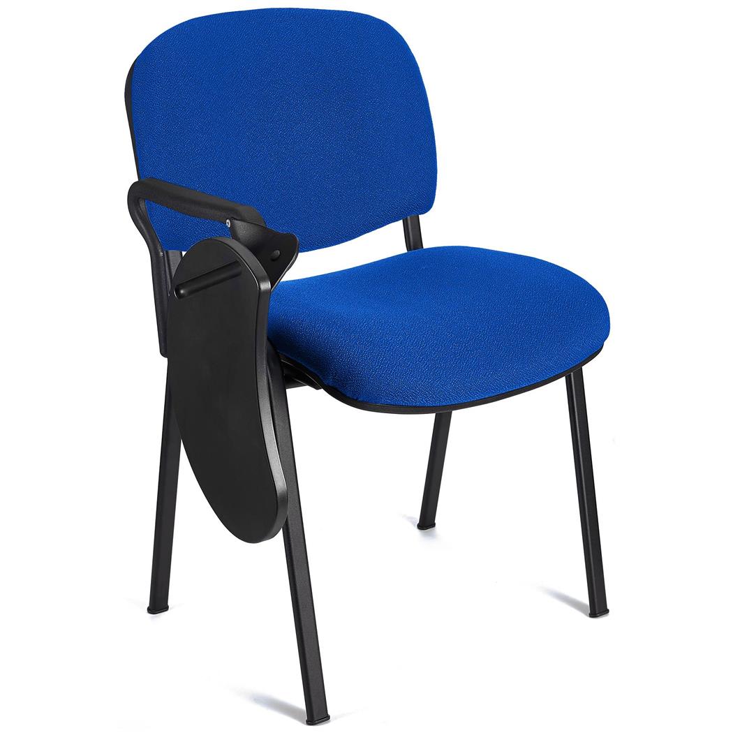 Sedia Conferenze MOBY con SCRITTOIO ribaltabile, Prezzo imbattibile, colore Blu con gambe Nere