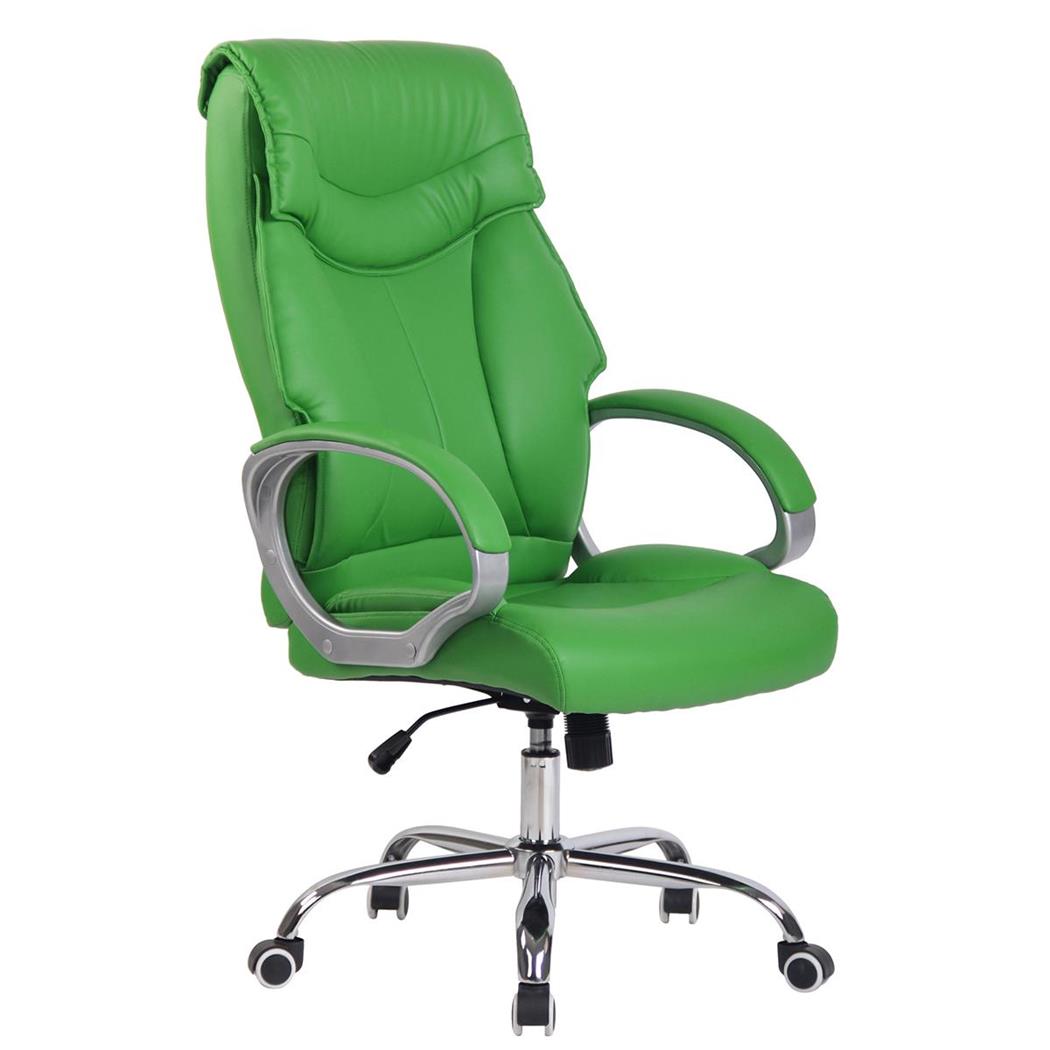 Poltrona per ufficio KIMI, Ampio schienale ergonomico, Imbottitura doppia, in Pelle color Verde