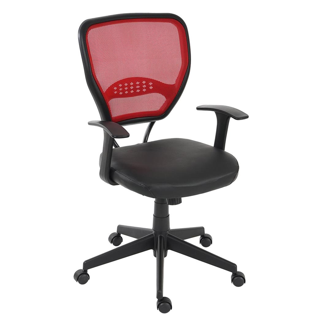 Sedia Ufficio XXL modello TENOYA BASE con Braccioli, Schienale in rete, Resistente fino a 150kg, colore Rosso