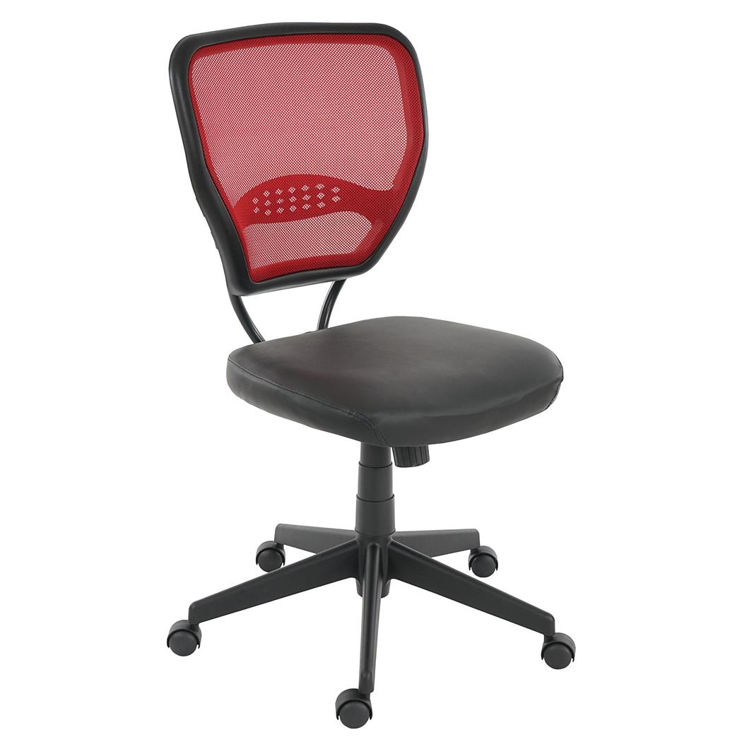 Sedia Ufficio XXL modello TENOYA BASE senza Braccioli, Schienale in rete, Resistente fino a 150kg, colore Rosso