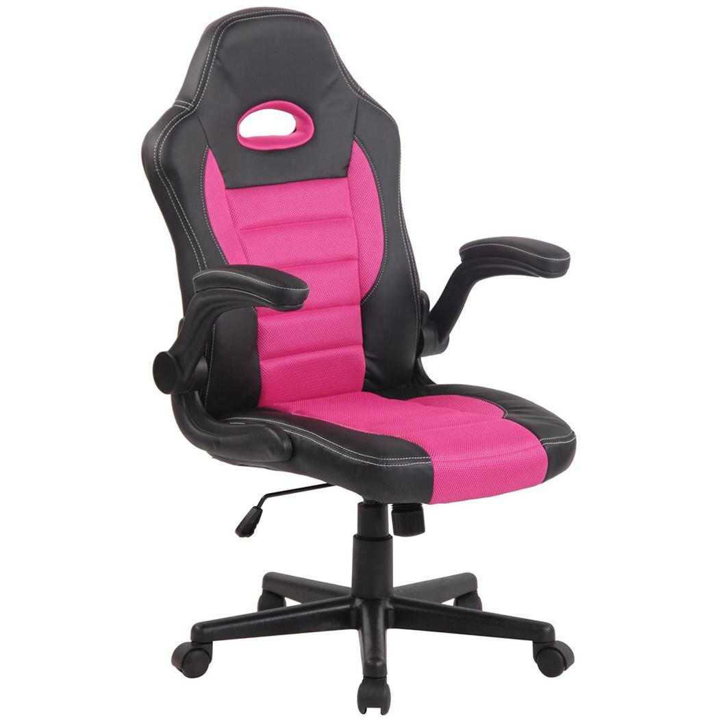 Sedia Gaming per PC modello LOTUS, Braccioli abbattibili, in Pelle e tessuto a rete traspirante, colore Rosa