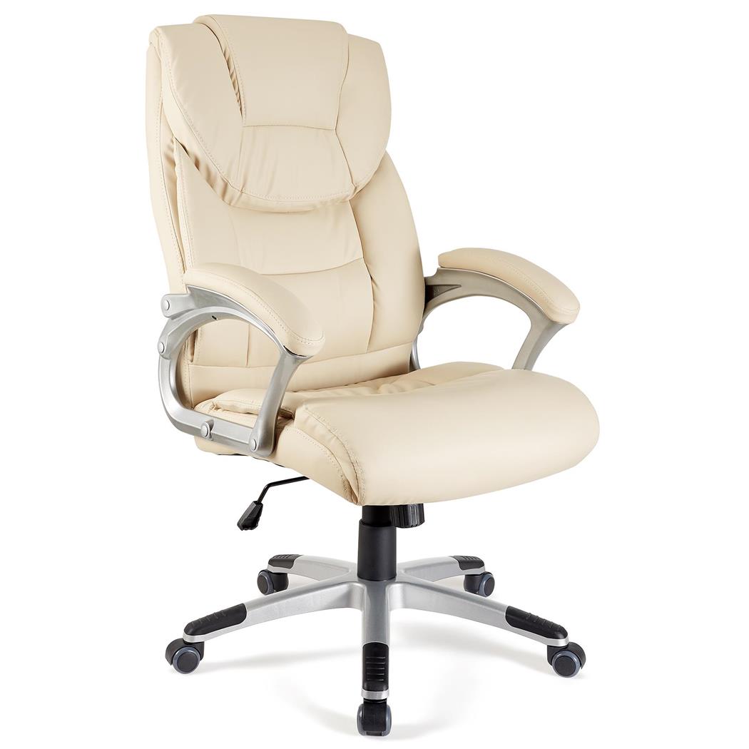 Poltrona per ufficio BALTIMORE, Imbottitura spessa, Extra resistente, rivestita in Pelle color Crema