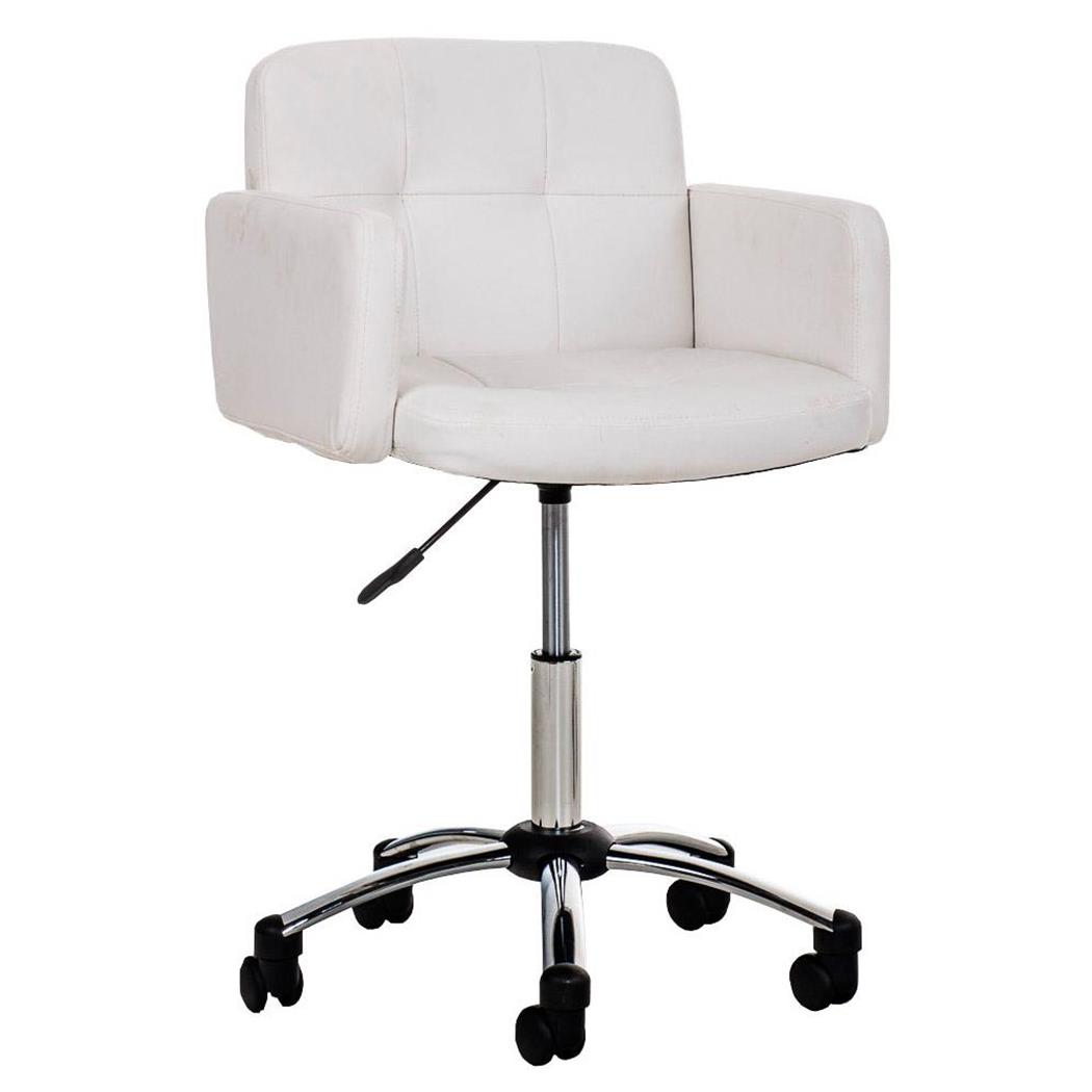 Sedia di Design PRAGA, Imbottitura spessa, Altezza regolabile, rivestita in Pelle colore Bianco