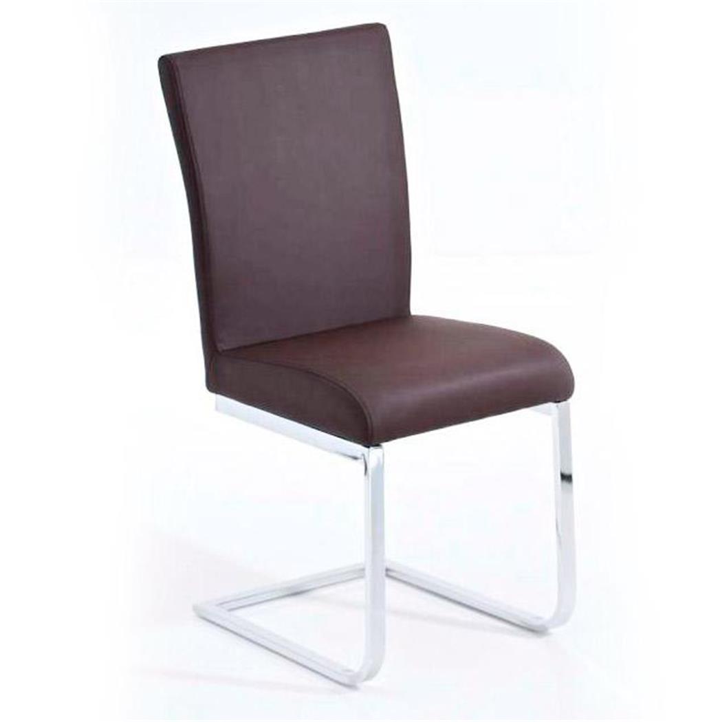 Sedia per Attesa / Riunioni AISA, in Metallo cromato, Sedile e schienale imbottiti, in Pelle colore Marrone