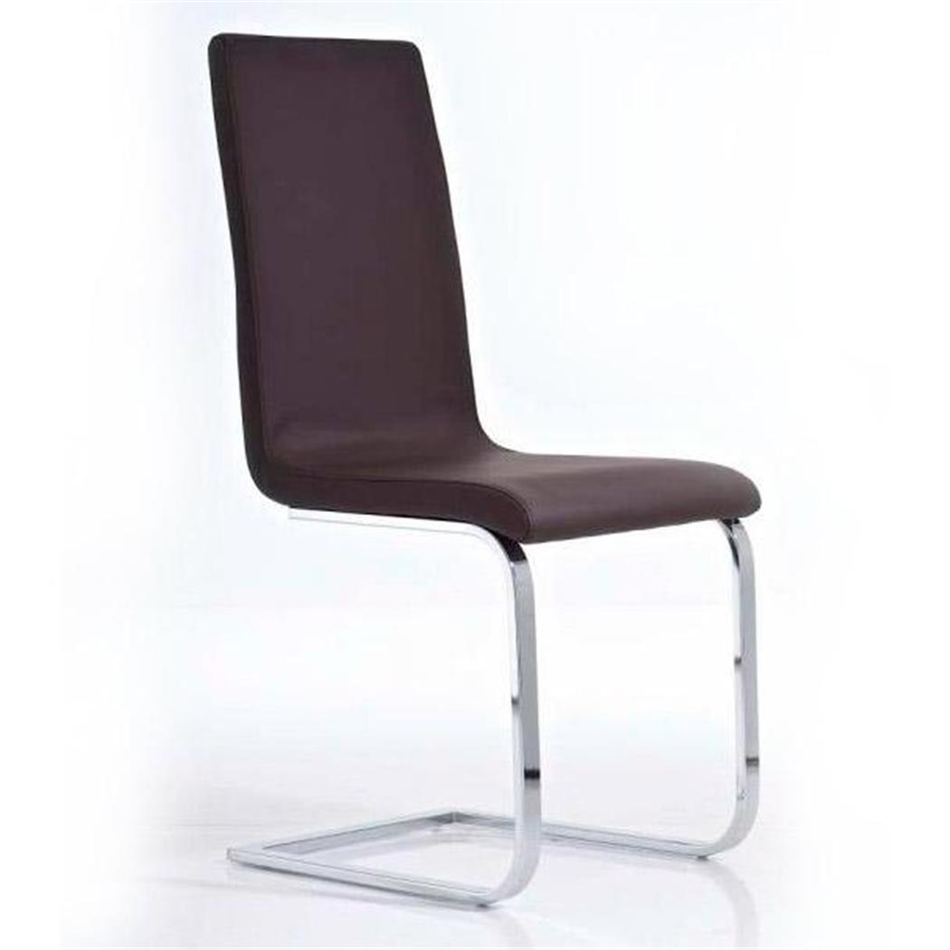 Sedia per Ospiti / Sala Attesa TORIA, Design minimalista, Ergonomica, in Metallo cromato e Pelle, colore Marrone
