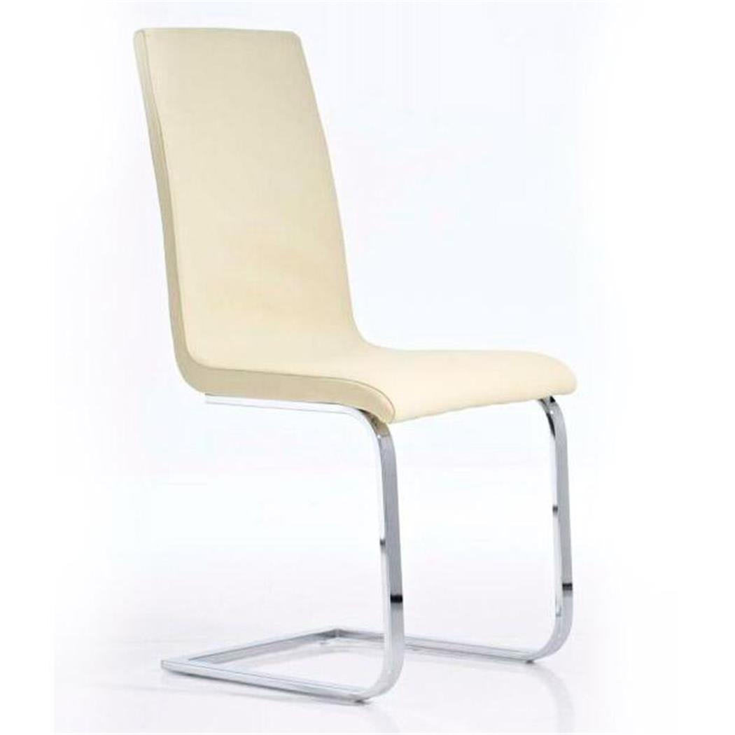 Sedia per Ospiti / Sala Attesa TORIA, Design minimalista, Ergonomica, in Metallo cromato e Pelle, color Crema