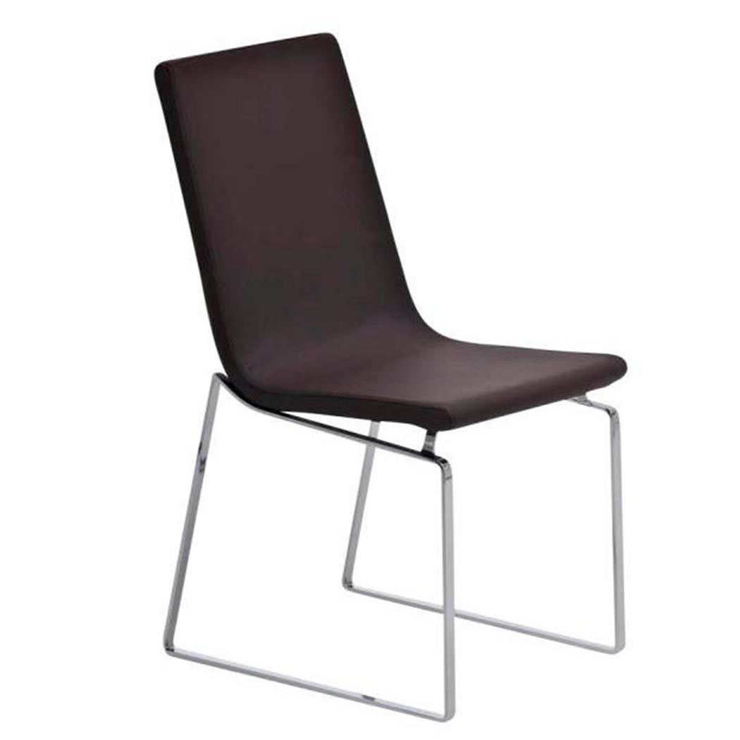 Sedia Sala Riunioni / Attesa VILLANOVA, Design lineare, Telaio in metallo, Seduta in Pelle colore Marrone