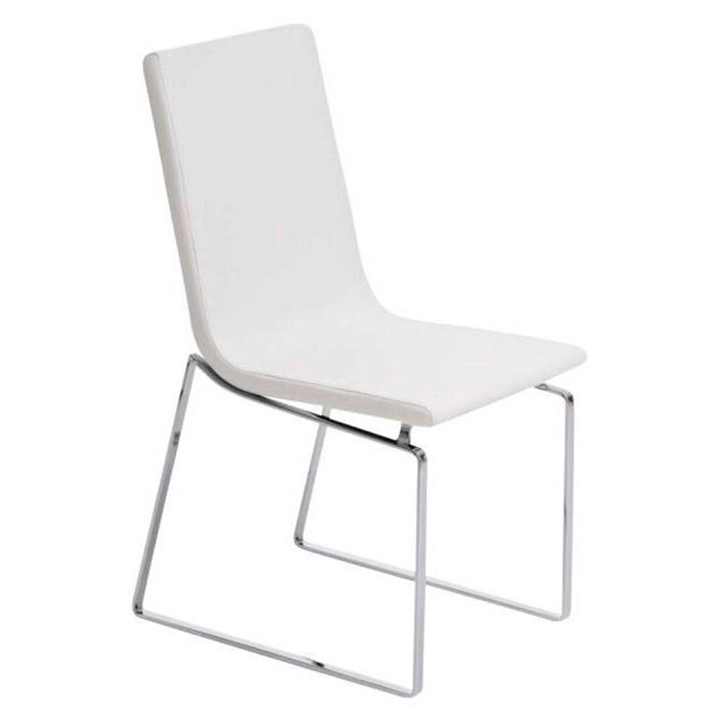 Sedia Sala Riunioni / Attesa VILLANOVA, Design lineare, Telaio in metallo, Seduta in Pelle colore Bianco