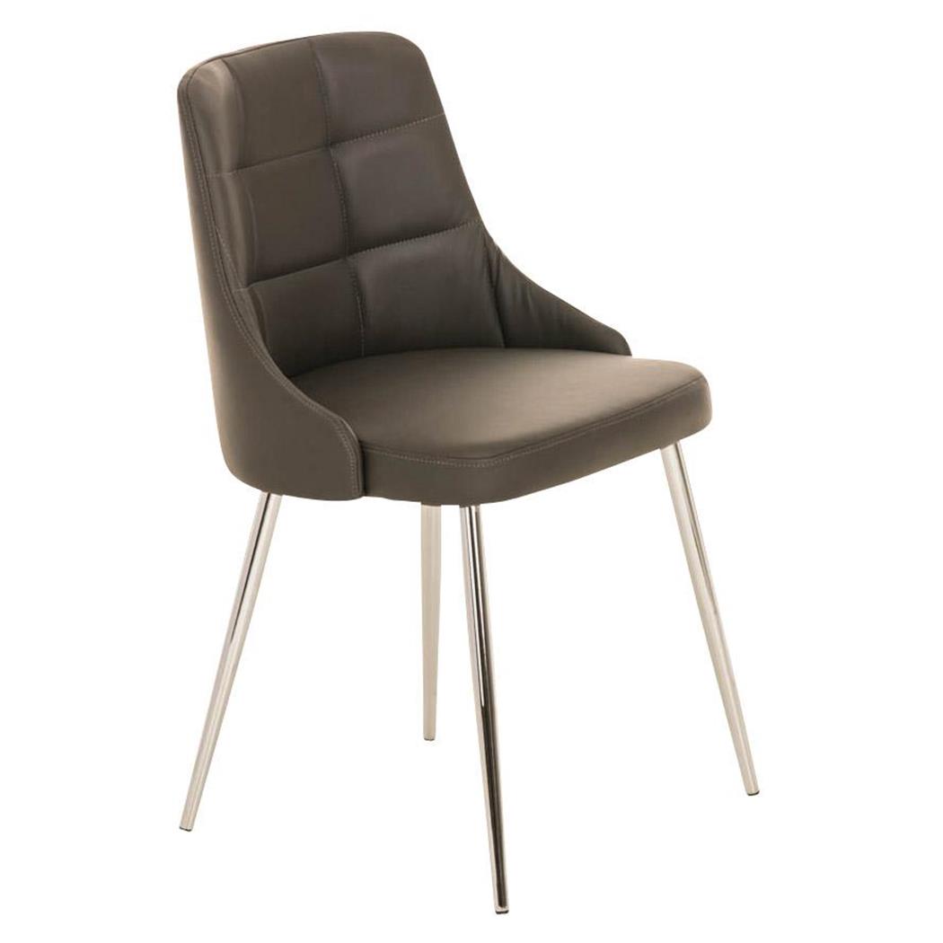 Sedia per Ospiti / Riunioni MAURO, Design esclusivo e grande comfort, Rivestita in Pelle in colore Grigio