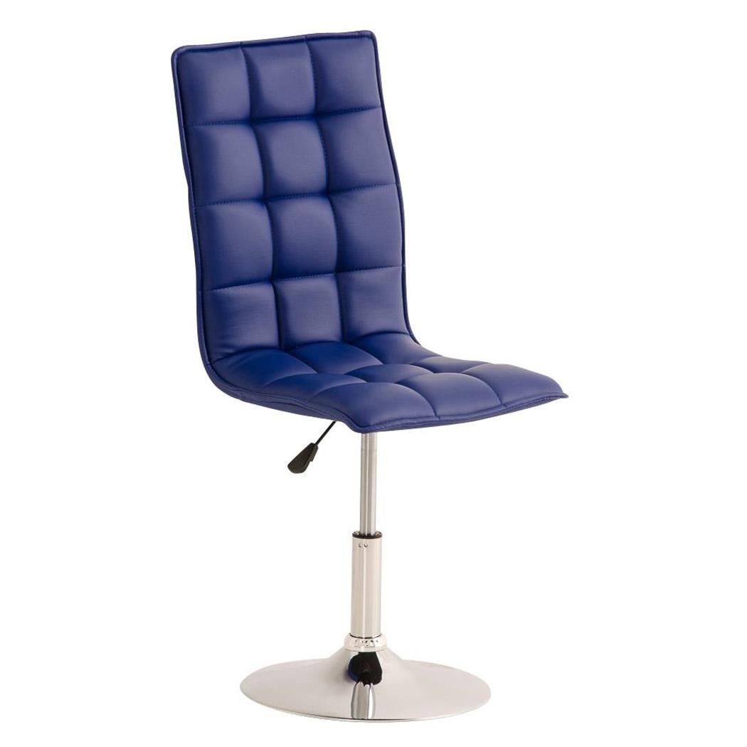 Sedia per Sala Attesa/Reception BULGARI, Altezza regolabile, Base circolare in metallo, in Pelle colore Blu