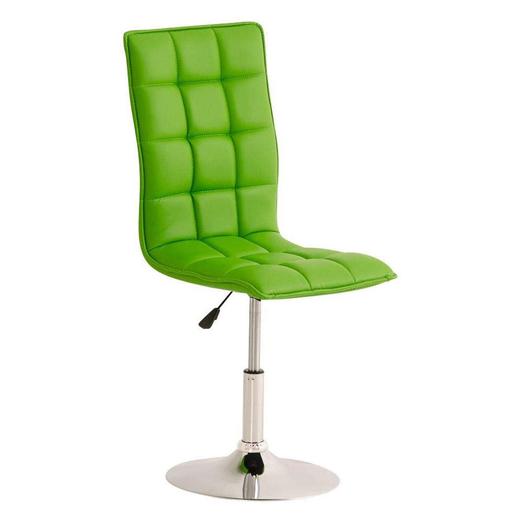 Sedia per Sala Attesa/Reception BULGARI, Altezza regolabile, Base circolare in metallo, in Pelle color Verde