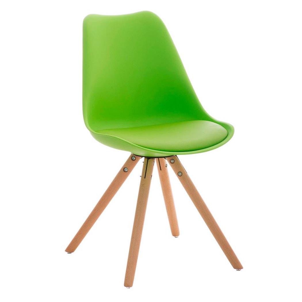 Sedia di Design per Ospiti ALMA, stile esclusivo, struttura in legno naturale e pelle in color Verde