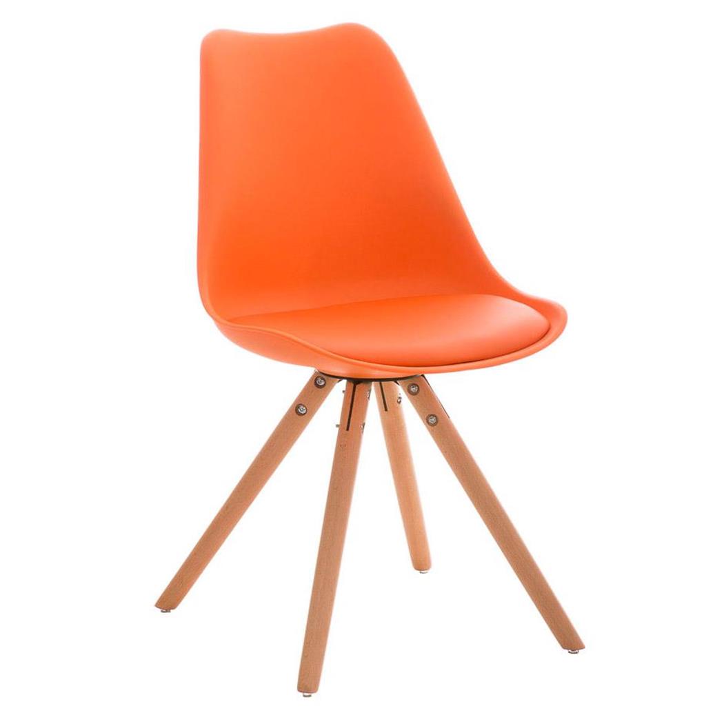 Sedia di Design per Ospiti ALMA, stile esclusivo, struttura in legno naturale e pelle in color Arancione