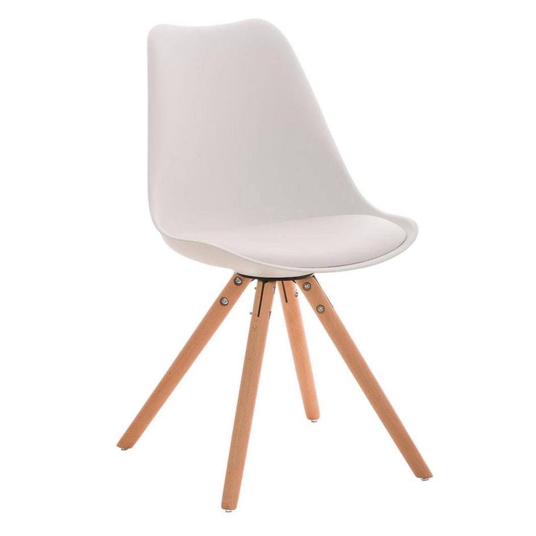 Sedia di Design per Ospiti ALMA, stile esclusivo, struttura in legno naturale e pelle in color Bianco