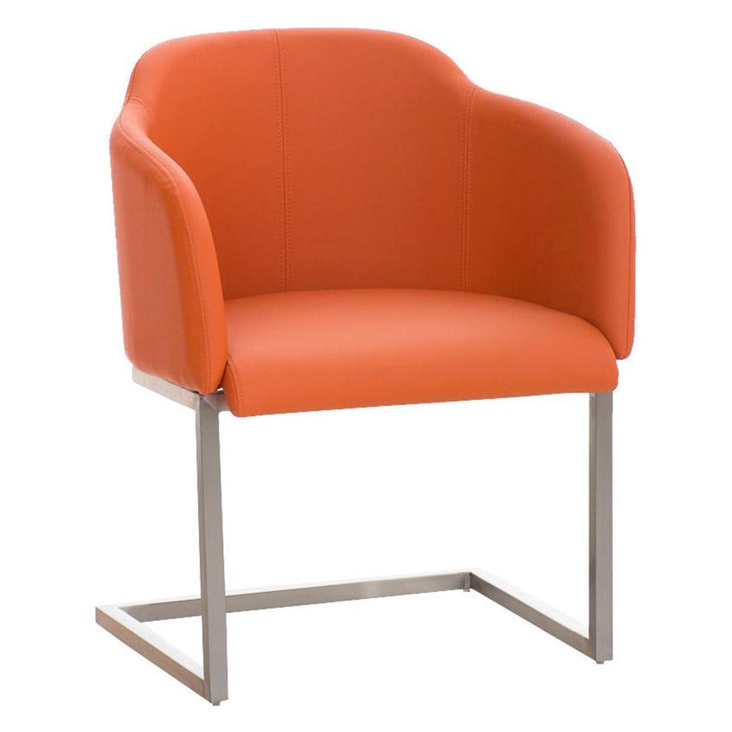 Poltrona di Design TOKIO PELLE, Struttura in acciaio, Comodo sedile imbottito, in Pelle colore Arancione