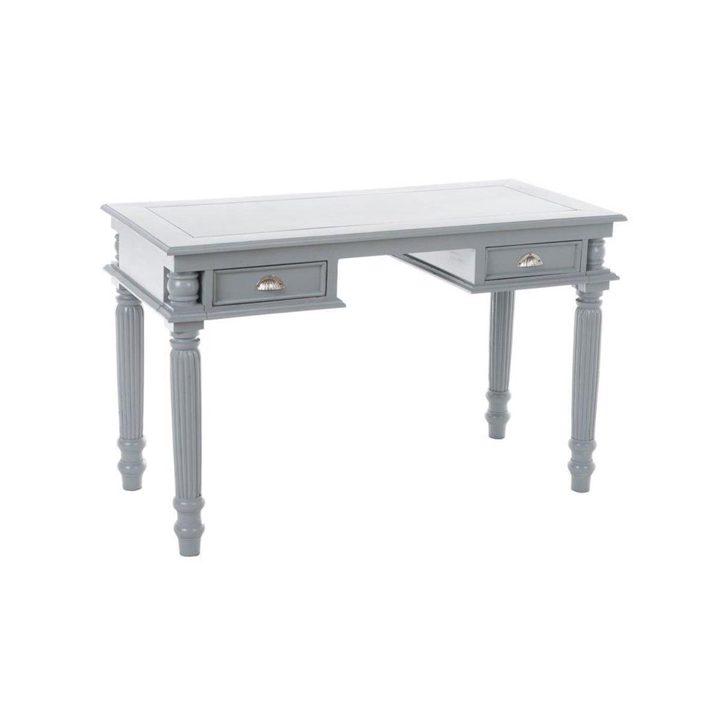 Pregiata Scrivania LUCAS, stile Classico, misure cm 130 x 82,5 x 60, in Legno colore Grigio Chiaro